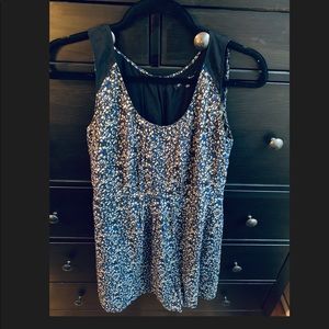 Madewell Silk blue black print dress pockets